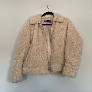 Zara Teddy Jacket Cream - Size S